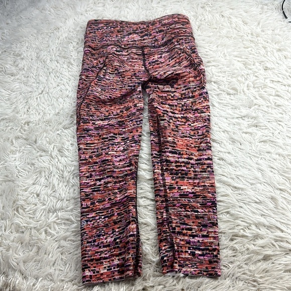 Lululemon Fast and Free Crop II 19" *Nulux Flash Pleat Orange Multi - Picture 4 of 6